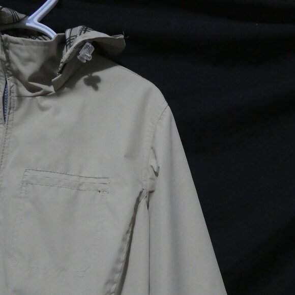 IZOD | large | Beige Hooded Jacket With Plaid Lining | Removeable Hood - Picture 6 of 15
